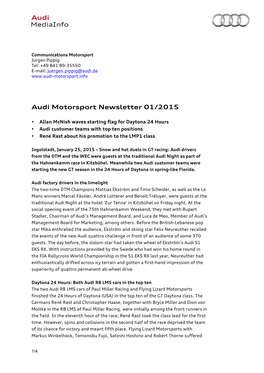 Audi Motorsport Newsletter 01/2015