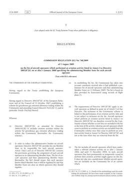 Commission Regulation (EC) No 748/2009 of 5 August