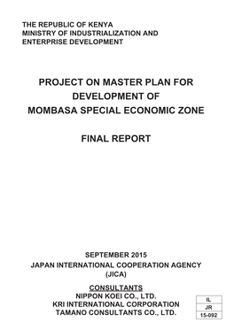 Project on Master Plan for Development of Mombasa Special Economic Zone