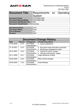 Document Title Requirements on Operating System