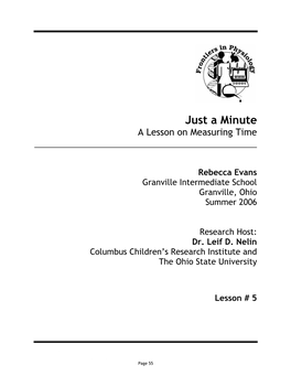 Just a Minute a Lesson on Measuring Time