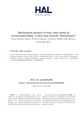 Biochemical Markers of Time Since Death In