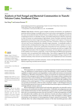 Analysis of Soil Fungal and Bacterial Communities in Tianchi Volcano Crater, Northeast China