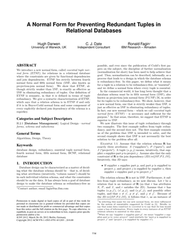 A Normal Form for Preventing Redundant Tuples in Relational Databases