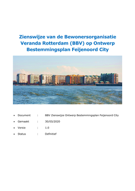 (BBV) Op Ontwerp Bestemmingsplan Feijenoord City