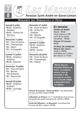 Les Messes Juilaout2019.Qxp Messesa5 17/06/19 10:54 Page1