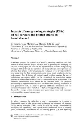 Esss) on Rail Services and Related Effects on Travel Demand