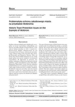 Problematyka Ochrony Zabytkowego Miasta Na Przykładzie Wolbromia Historic Town Protection Issues on the Example of Wolbrom