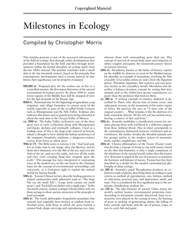 Milestones in Ecology