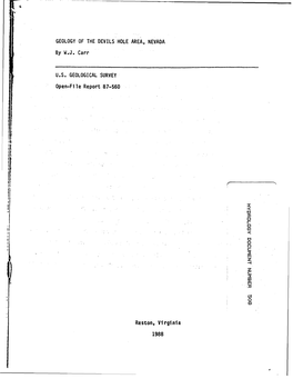 Geology of the Devils Hole Area, Nevada