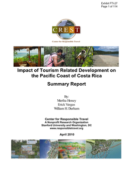 Impact of Tourism Related Development on the Pacific Coast of Costa Rica Summary Report