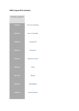 GMA7 August 2013 Schedules