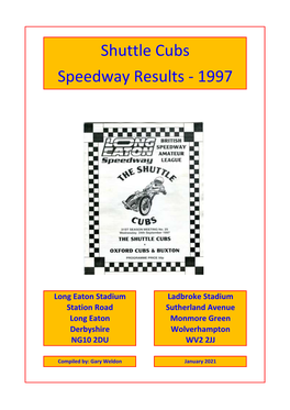 Shuttle Cubs Speedway Results - 1997