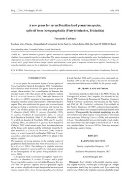 A New Genus for Seven Brazilian Land Planarian Species, Split Off from Notogynaphallia (Platyhelminthes, Tricladida)