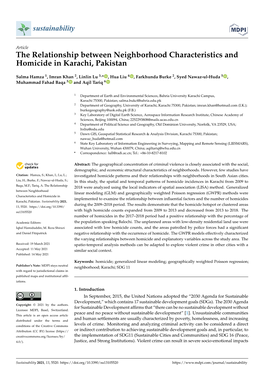 The Relationship Between Neighborhood Characteristics and Homicide in Karachi, Pakistan