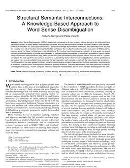 Structural Semantic Interconnections: a Knowledge-Based Approach to Word Sense Disambiguation