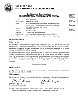 Community Plan Exemption Certificate of Determination