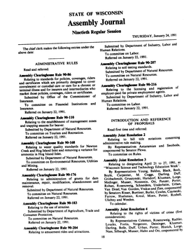 Assembly Journal Ninetieth Regular Session THURSDAY, January 24, 1991