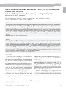 Study of Carbohydrates Present in the Cladodes of Opuntia Ficus-Indica (Fodder Palm), According to Age and Season