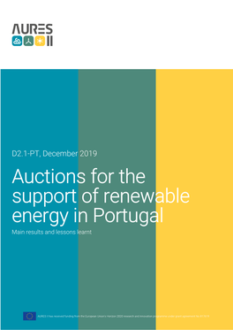 Auctions for the Support of Renewable Energy in Portugal Main Results and Lessons Learnt