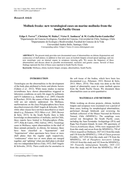 Mollusk Freaks: New Teratological Cases on Marine Mollusks from the South Pacific Ocean