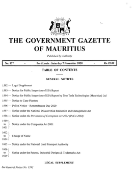 The Government Gazette of Mauritius
