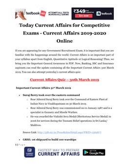 Current Affairs 2019-2020 Online