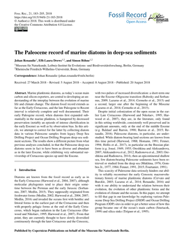 The Paleocene Record of Marine Diatoms in Deep-Sea Sediments