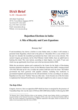 Rajasthan Elections in India: a Mix of Royalty and Caste Equations