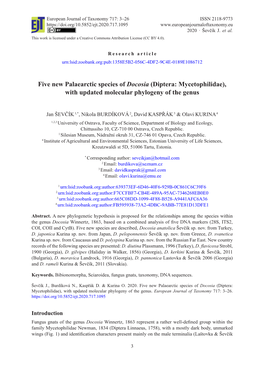 Five New Palaearctic Species of Docosia (Diptera: Mycetophilidae), with Updated Molecular Phylogeny of the Genus