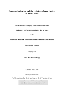 Genome Duplication and the Evolution of Gene Clusters in Teleost Fishes