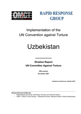 Alternative Report to the CAT Uzbekistan Final 0711