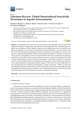 Global Neonicotinoid Insecticide Occurrence in Aquatic Environments