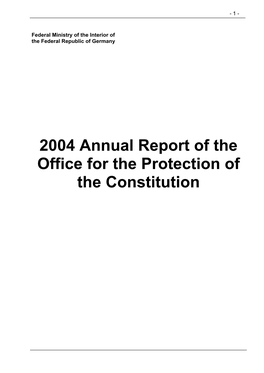 2004 Annual Report of the Office for the Protection of the Constitution