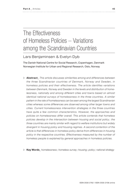 The Effectiveness of Homeless Policies – Variations Among the Scandinavian Countries