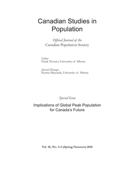 Canadian Studies in Population