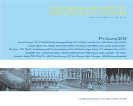 COLUMBIA UNIVERSITY a T H L E T I C S H a L L O F F a M E C O M M E M O R a T I V E E D I T I O N