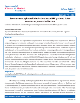 Severe Cunninghamella Infection in an HIV Patient: After Cenotes Exposure in Mexico