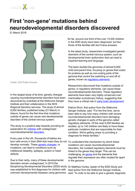 First 'Non-Gene' Mutations Behind Neurodevelopmental Disorders Discovered 21 March 2018