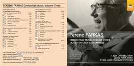 FERENC FARKAS Orchestral Music, Volume Three