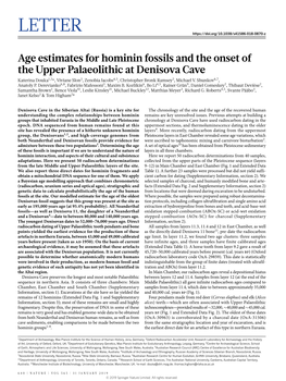 Age Estimates for Hominin Fossils and the Onset of the Upper Palaeolithic