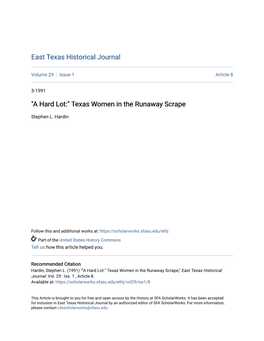 Texas Women in the Runaway Scrape