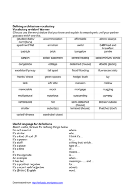 Defining Architecture Vocabulary