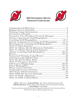 2015 New Jersey Devils Training Camp Guide