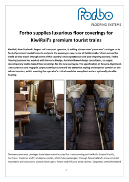 Forbo Supplies Luxurious Floor Coverings for Kiwirail's Premium