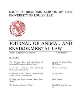 Journal of Animal and Environmental Law