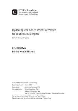 Hydrological Assessment of Water Resources in Bergen