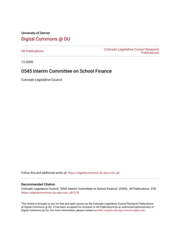 0545 Interim Committee on School Finance