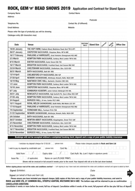 ROCK, GEM'n' BEAD SHOWS 2019 Application and Contract for Stand