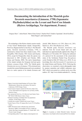 Documenting the Introduction of the Moorish Gecko Tarentola